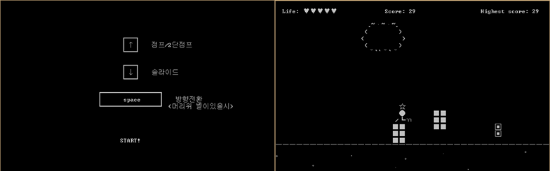 C++ Text Runner 조작 설명과 게임 화면